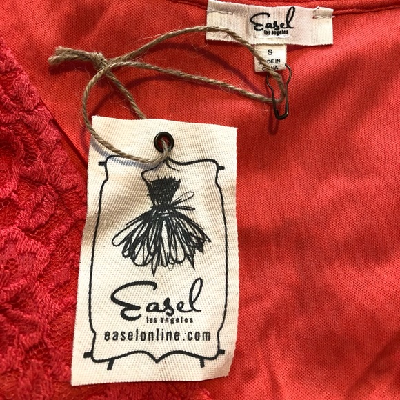 Easel Crochet Lace Femme Mini Dress In Coral I Am. NWT! Sz S - Picture 7 of 8